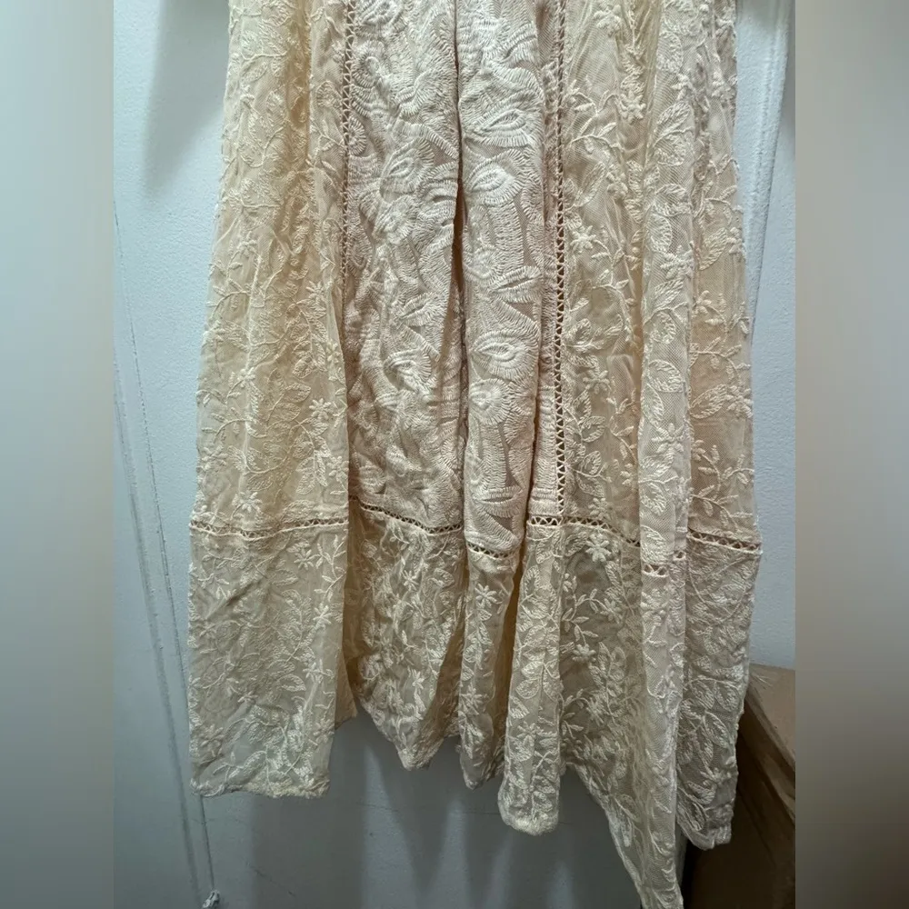 Free People Mountain Laurel Lace Bohemian Dress In Almond Size 6 - Image 8