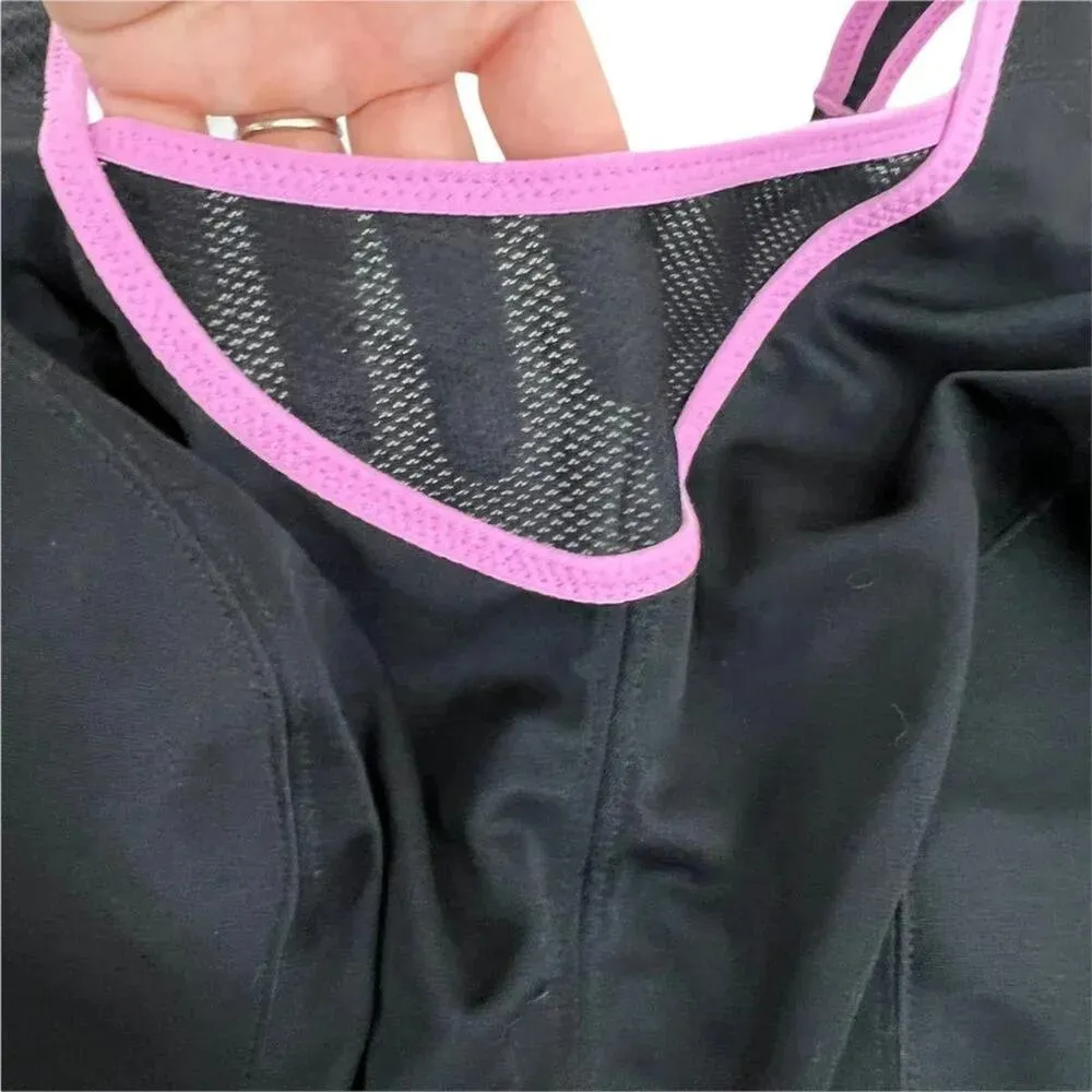 Glamorise No Bounce Cami Wire Free Sports Bra 1066 Black Pink 48F Size undefined - Image 3