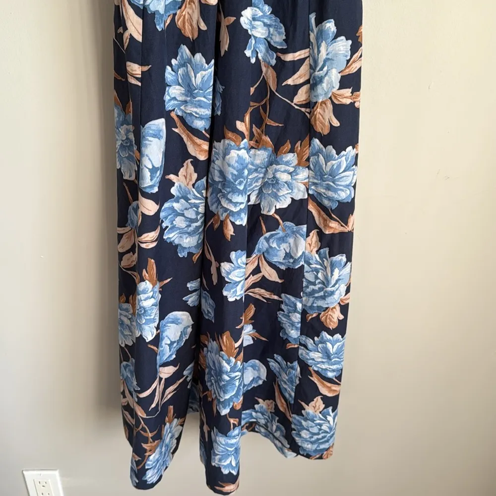Abercrombie & Fitch angel sleeve twist front midi dress blue floral XS - Image 7