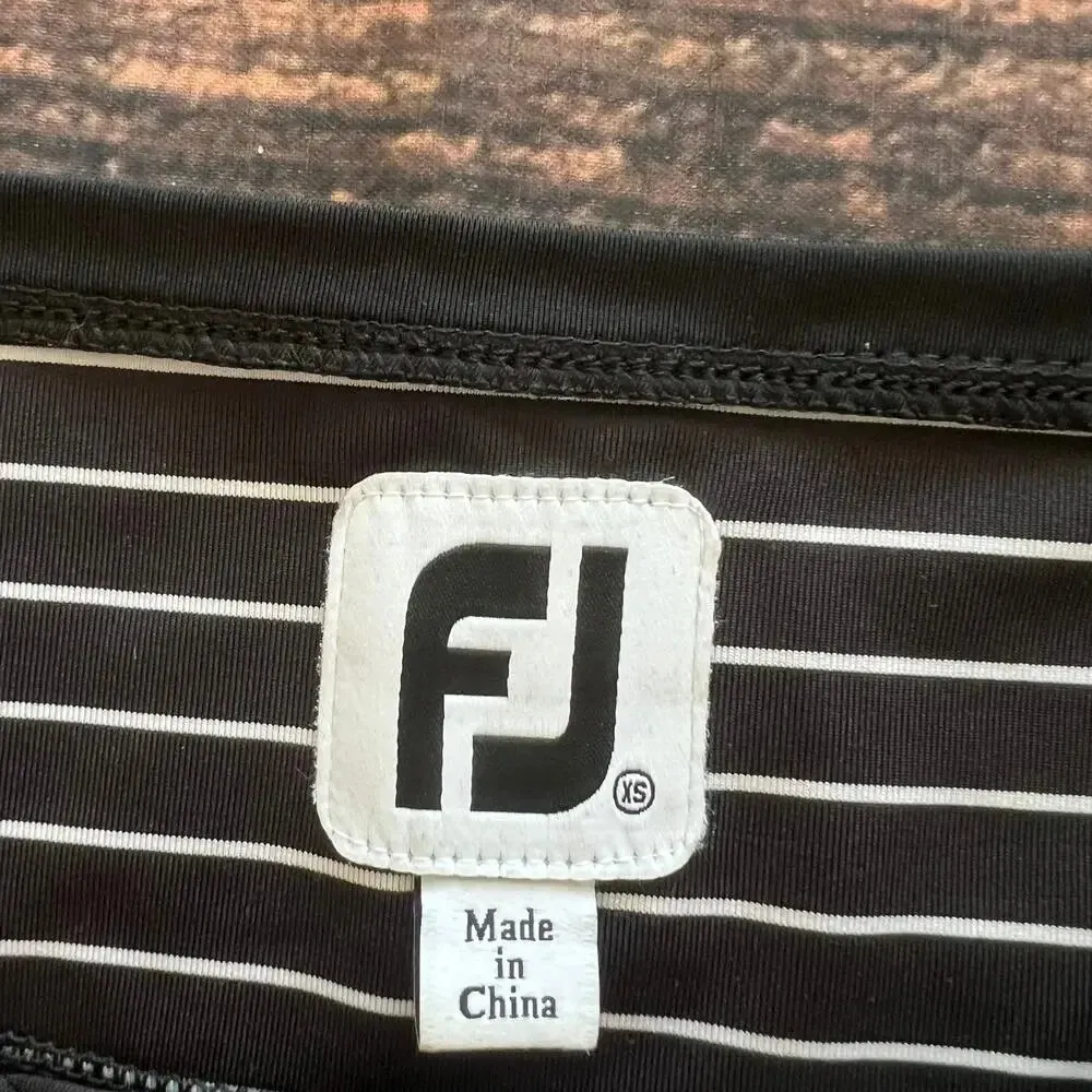 Footjoy Women's XS Black/White‎ Striped 3/4 Sleeve Blouse - Image 2