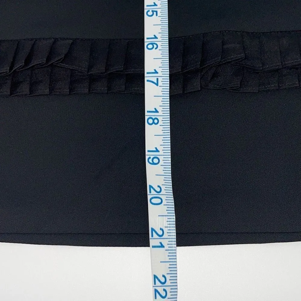Diane Von Furstenberg Womens Pencil Straight Skirt Pleated Ruffle Black Size 2‎ - Image 6