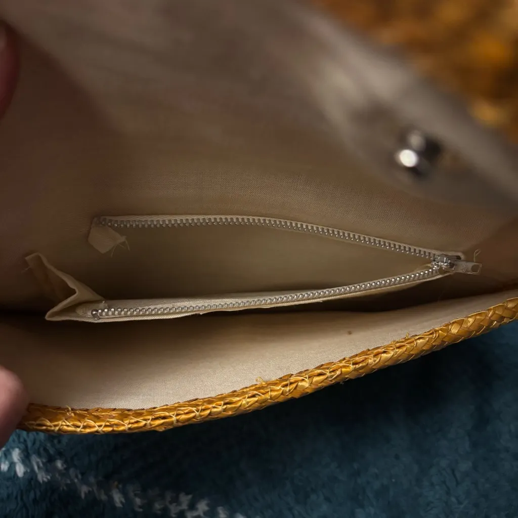 Woven Straw Clutch Tan - Image 9