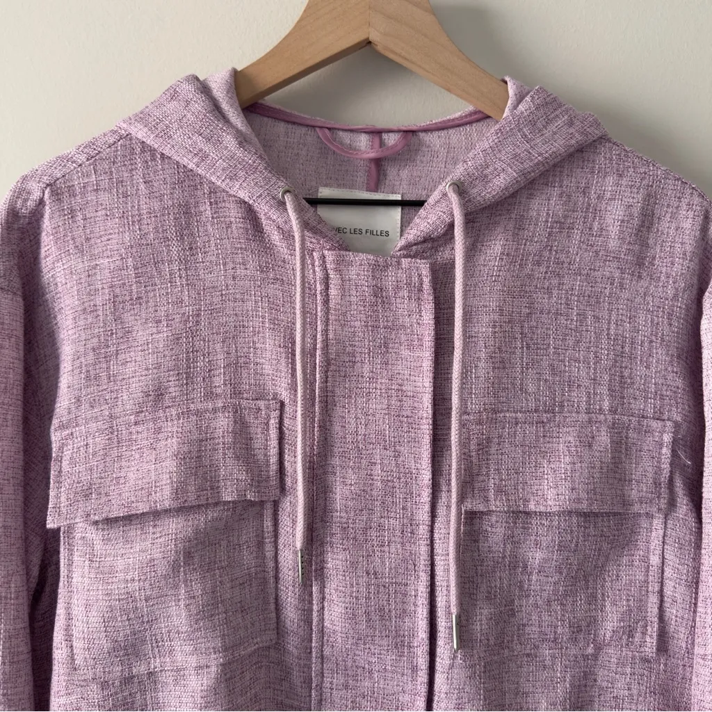 Anthropologie Avec Les Filles Lilac Hooded Jacket Full Zip Snap Drawstring hood - Image 7