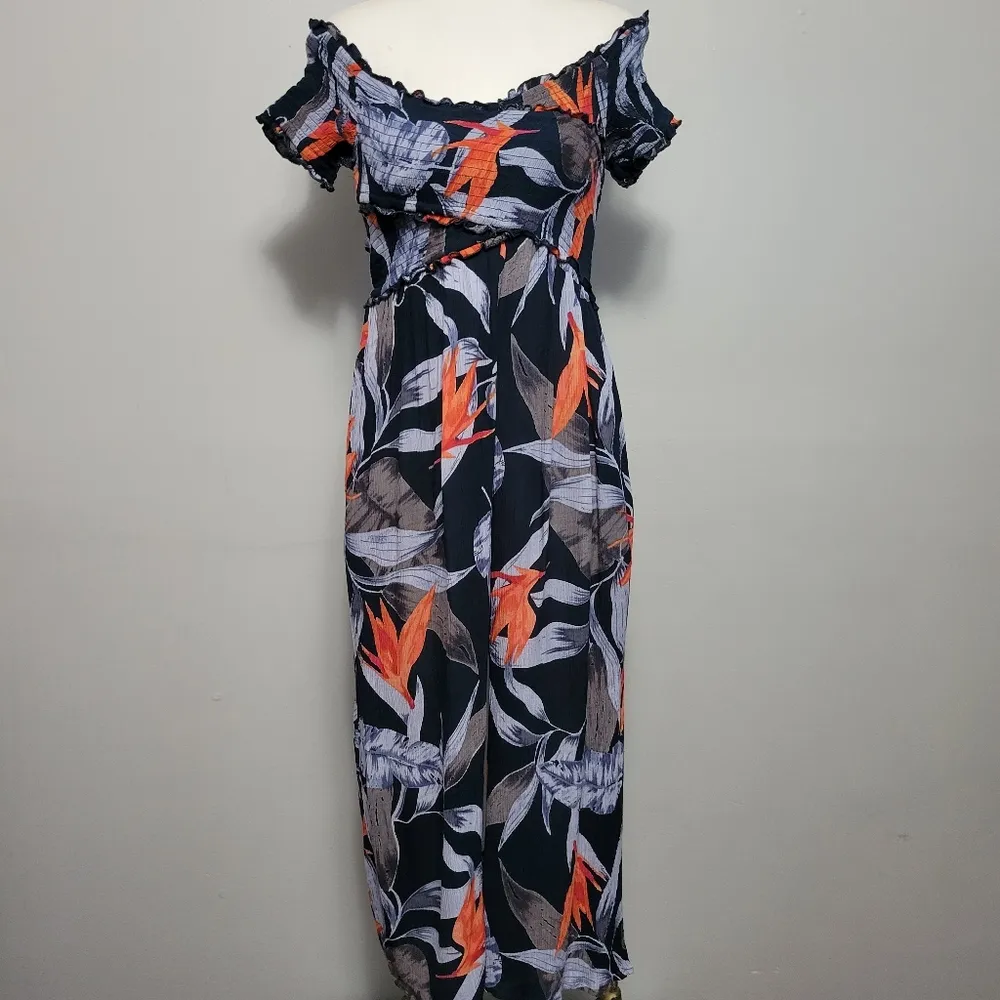 Patrons of Peace floral guaze smocked jumpsuit size medium - Image 2