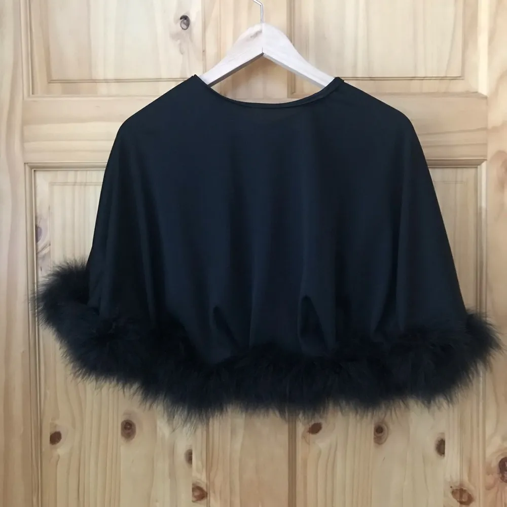 Vintage Fur Trim Shawl Cape Cloak & Dress size 10 - Image 4