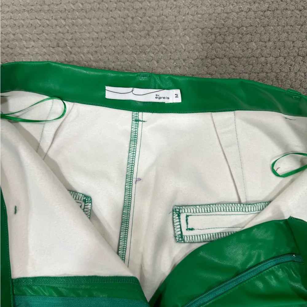 Green leather pants Size M - Image 6