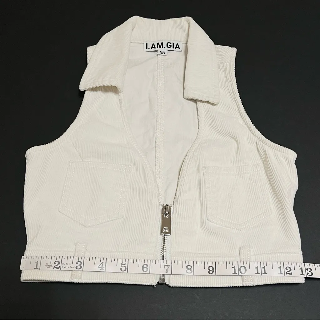 I.Am.Gia corduroy cropped Vest top, cream, size XS - Image 6