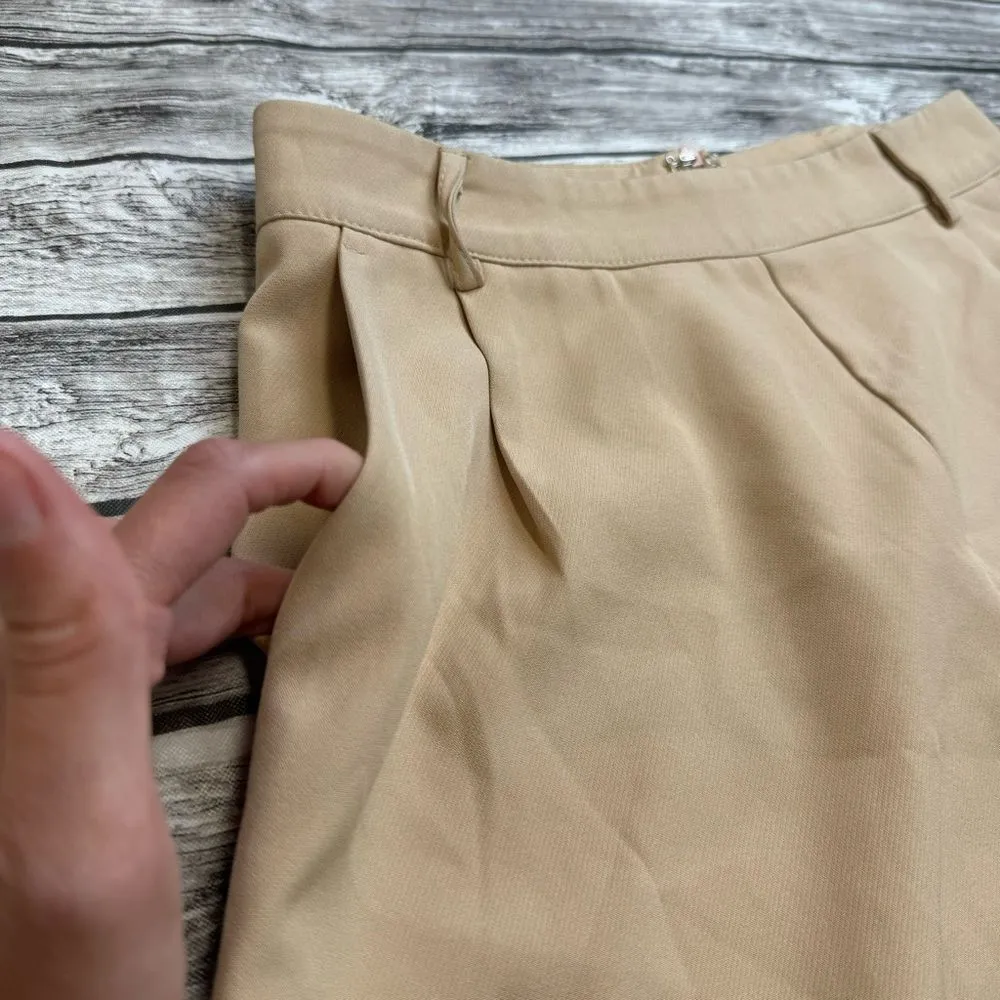 Missguided Women's Tailored Basic Shorts 6 Beige Tan Light Brown High Rise Pleat - Image 4