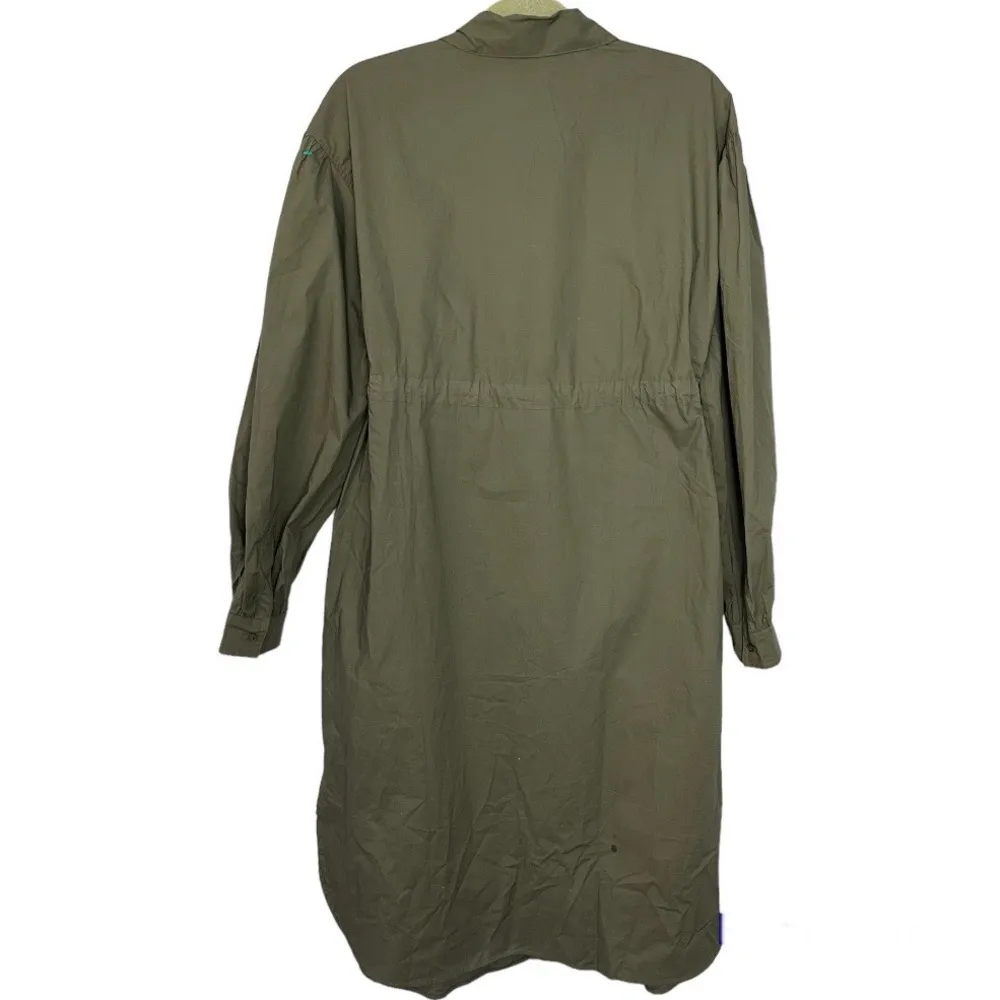 H&M Mama Maternity Long Sleeve Cinch Waist Button Front Shirt Dress Size Large - Image 2