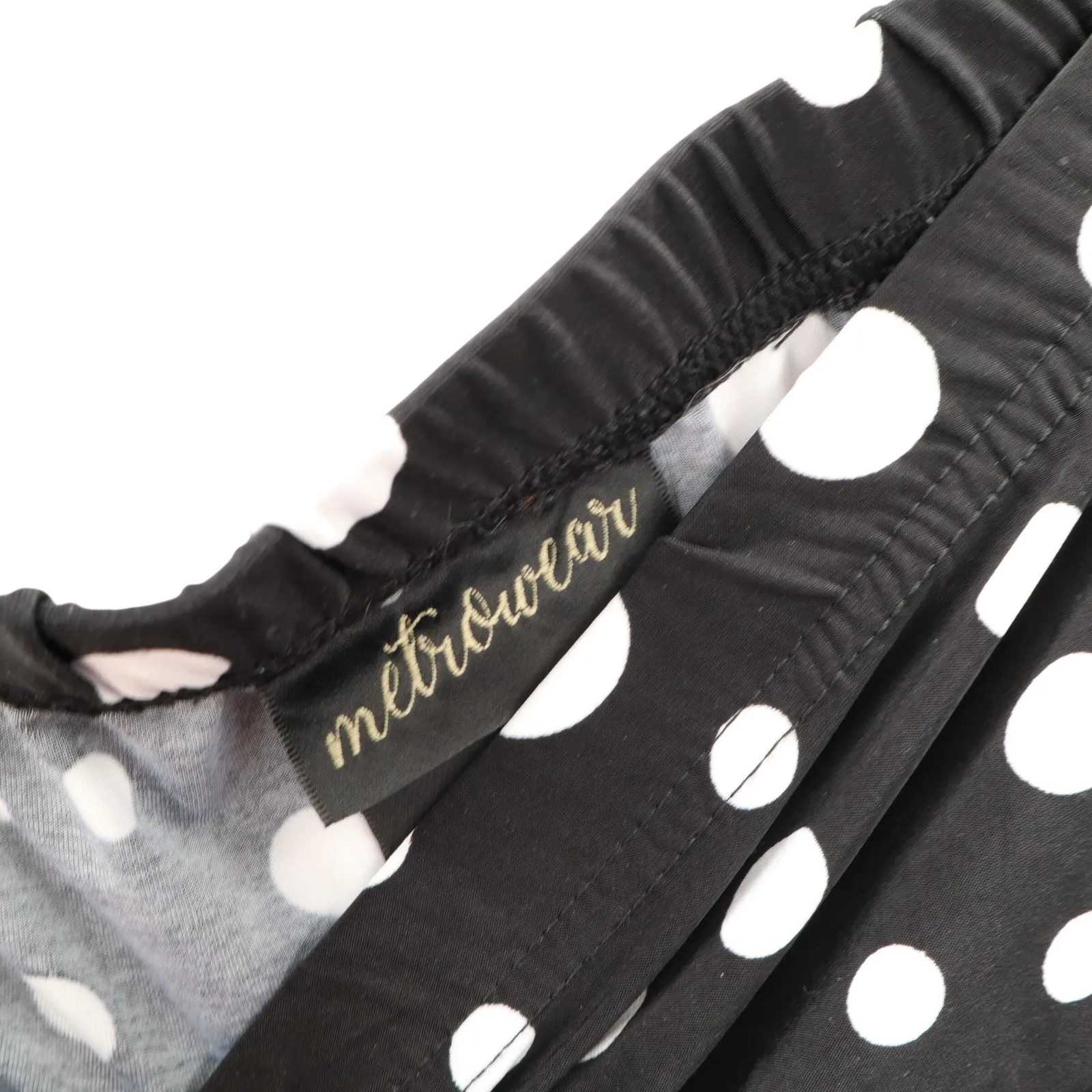 Retro Y2K Vintage Metrowear Black Polka Dot Stretch Maxi Long Flare Skirt 3X Size undefined - Image 5