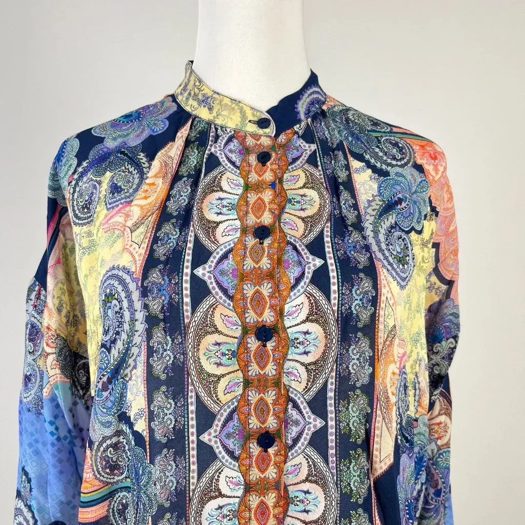 NWOT Johnny Was Onda Shirt Blouse Womens Multicolor Paisley Button Down Boho XS - Image 6