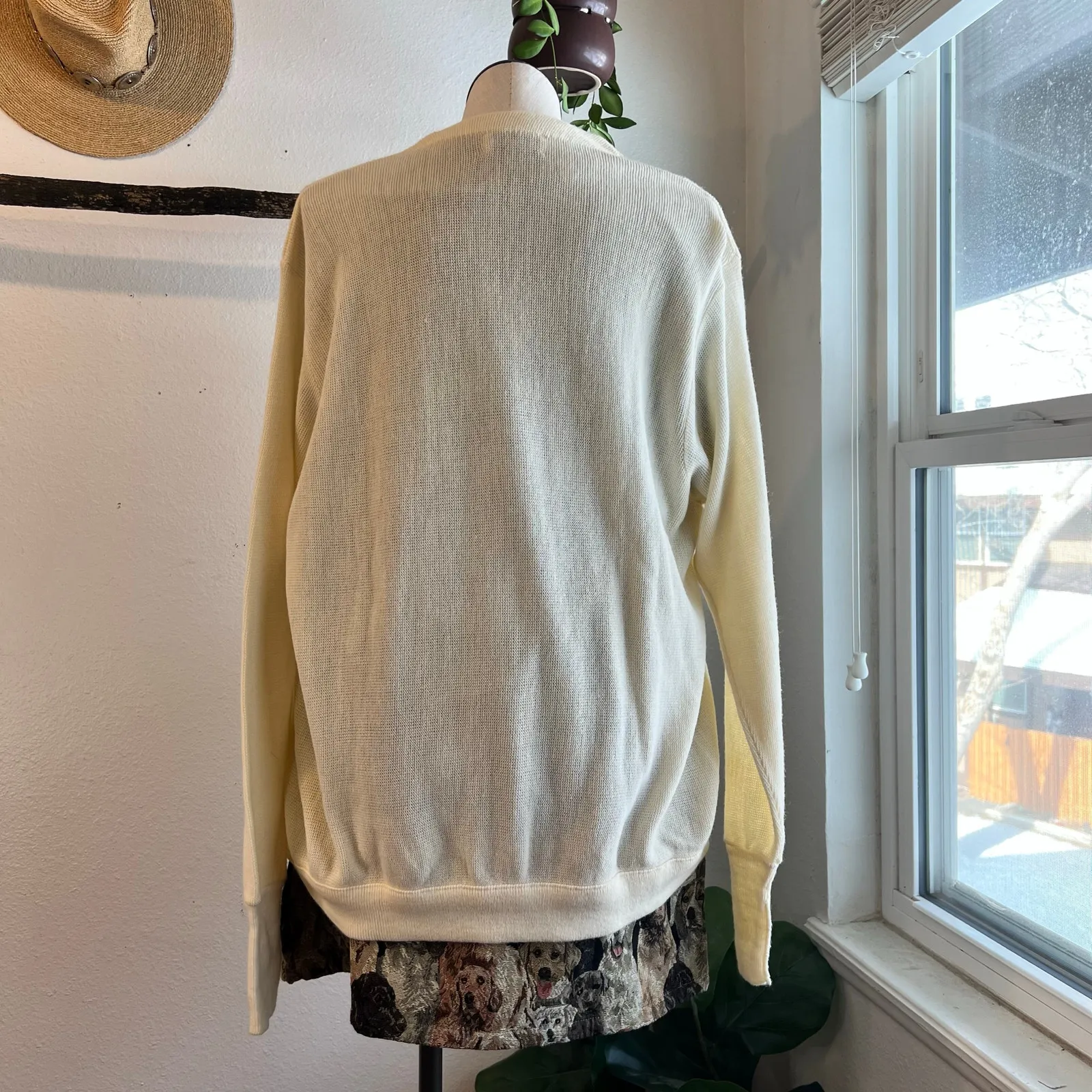 USA IZOD Vintage Cream Wool Blend Knit Cardigan Grandpa Sweater Size XL - Image 6