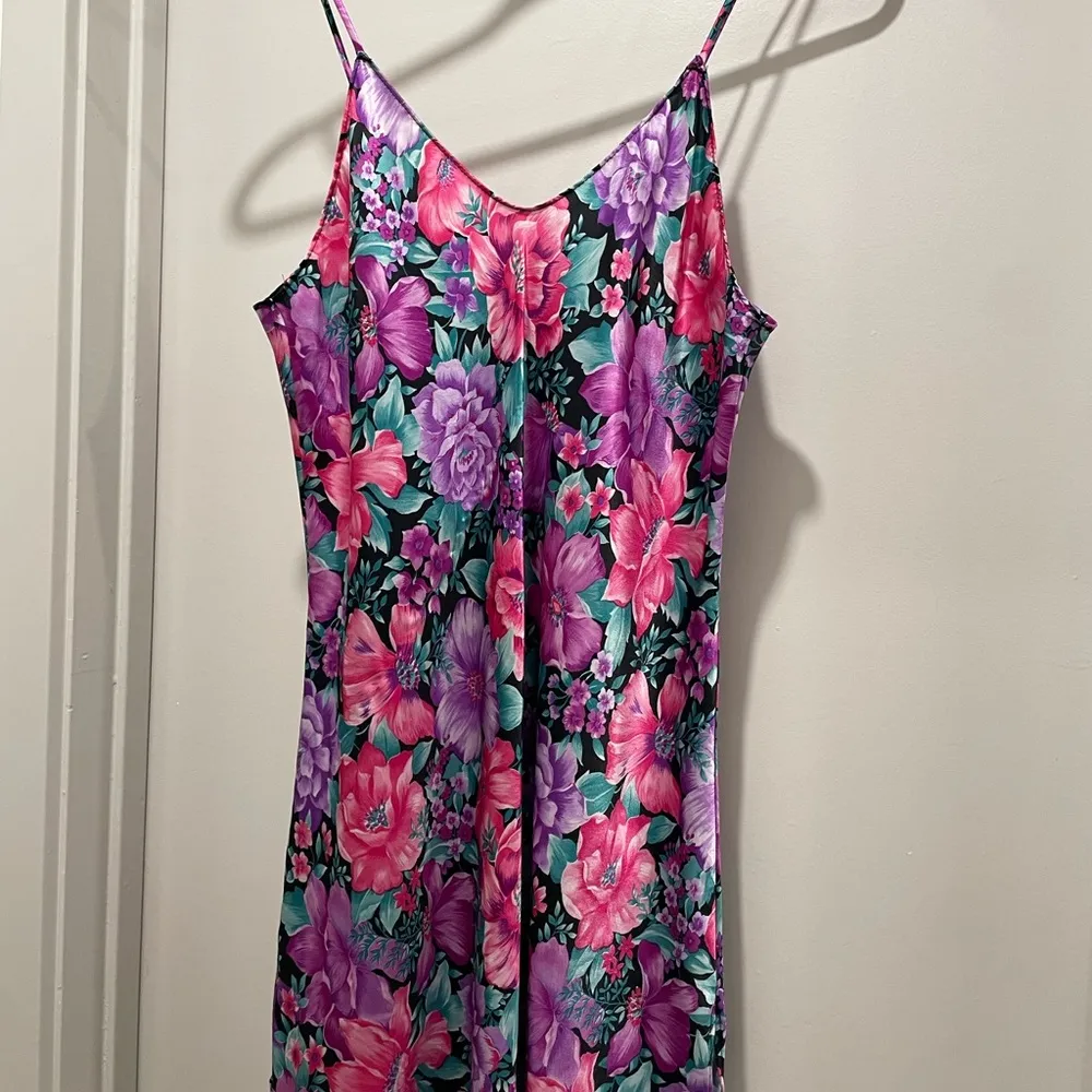 VTG 90s Pixiecore Purple & Pink Floral Patterned Cami Slip Mini Dress - M - Image 4