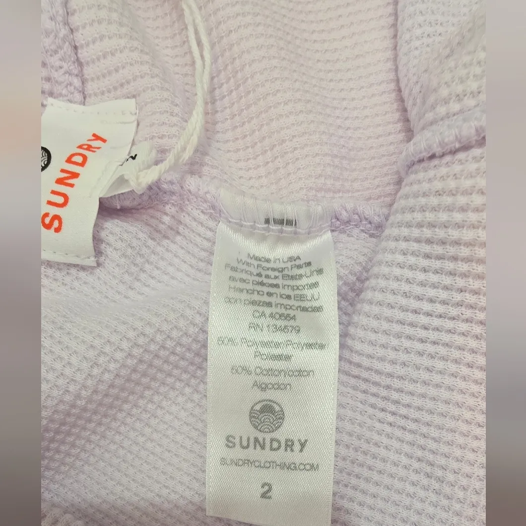 Sundry Anthropologie Shorts  Athletic Waffle Knit Lounge Purple Size 2 New - Image 3
