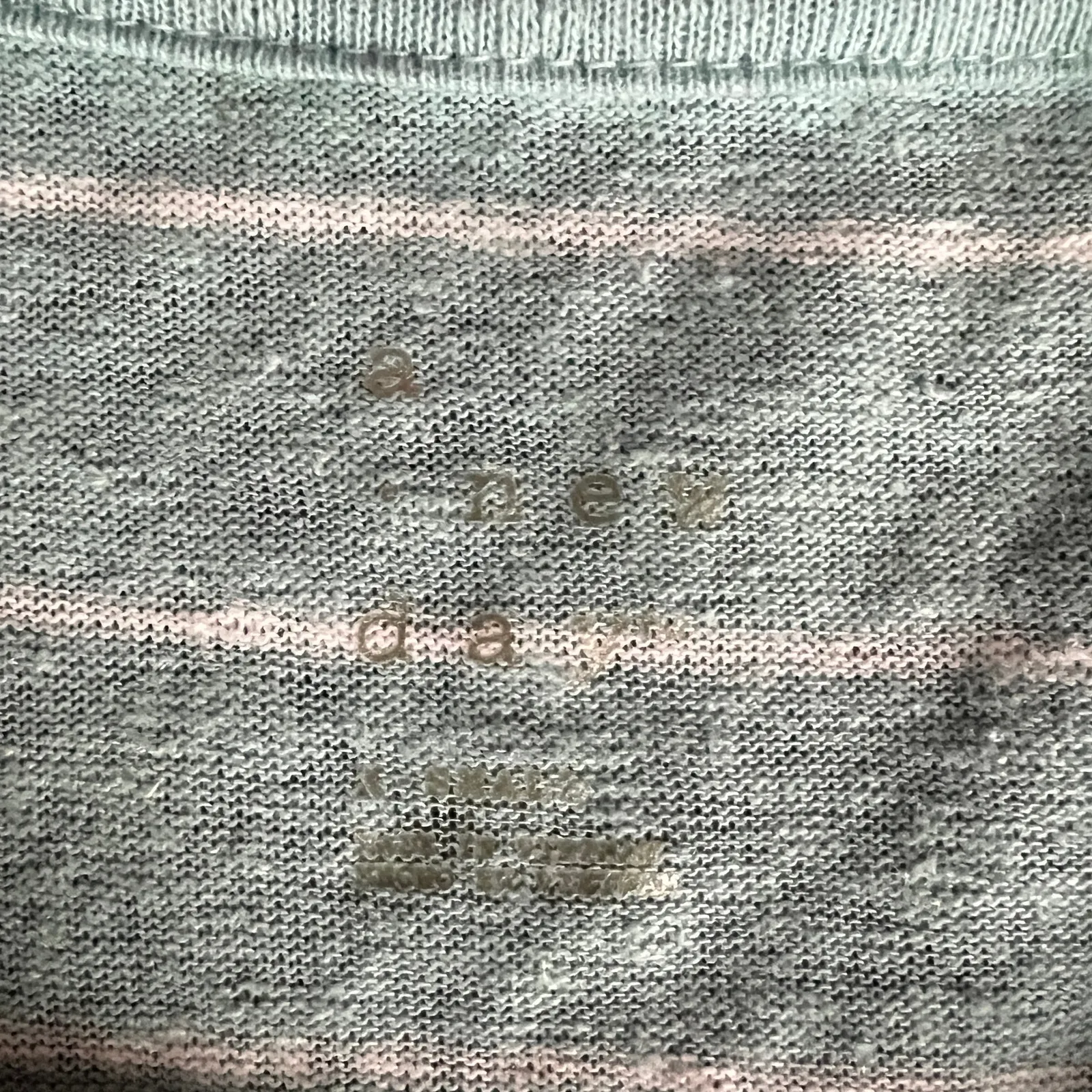 A New Day Linen Blend Aqua Blue Striped Short Sleeve T-Shirt Small - Image 5