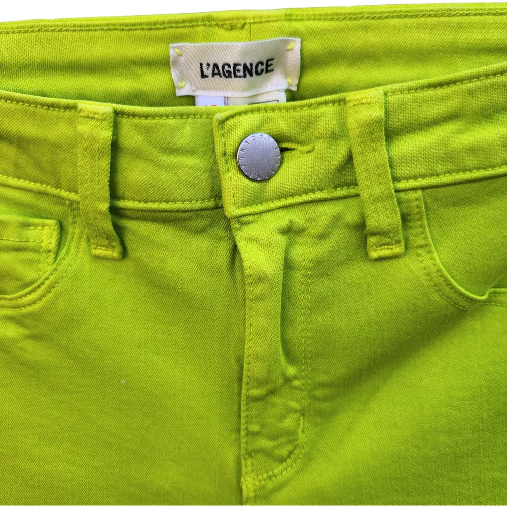 NWT L'AGENCE Womens Size 25 Margot High-Rise Ankle Skinny Neon Green Jeans - Image 9