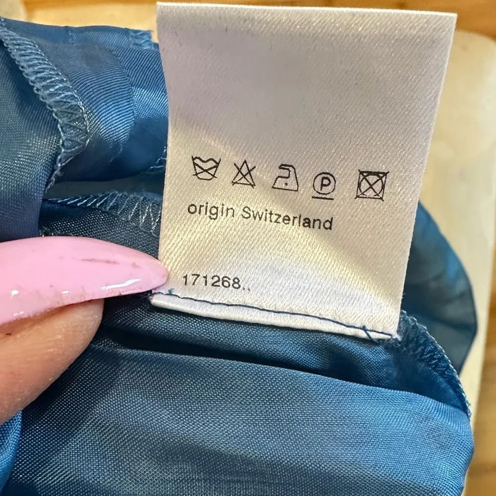 AKRIS PUNTO GREEN TEAL TEXTURED SILK SKIRT 4 - Image 9