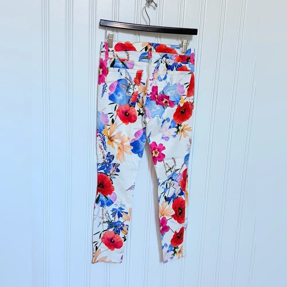 7 for all Mankind Jeans 25 White Floral Slim Skinny Stretch Dress Casual Pants - Image 4