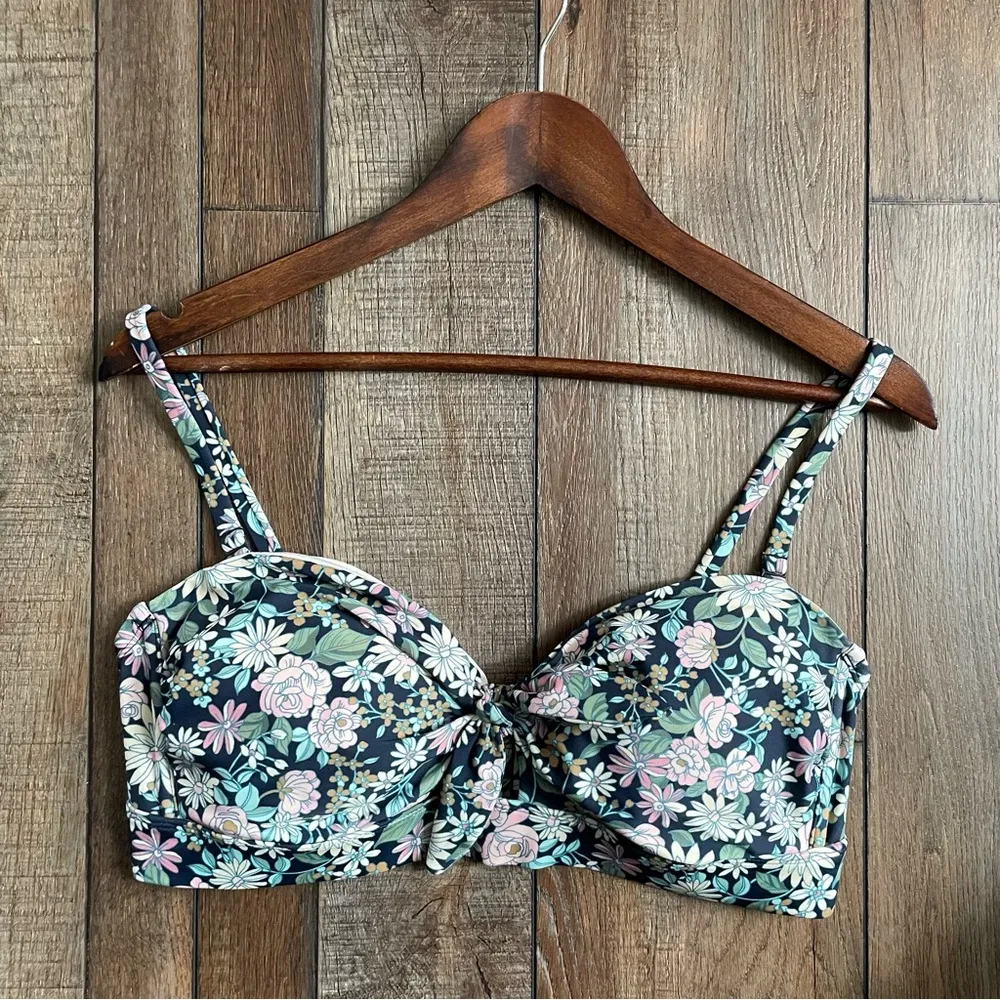 Kona Sol Womens Swim Bikini Top Blue Floral Padded Removable Straps Size Large - Image 2