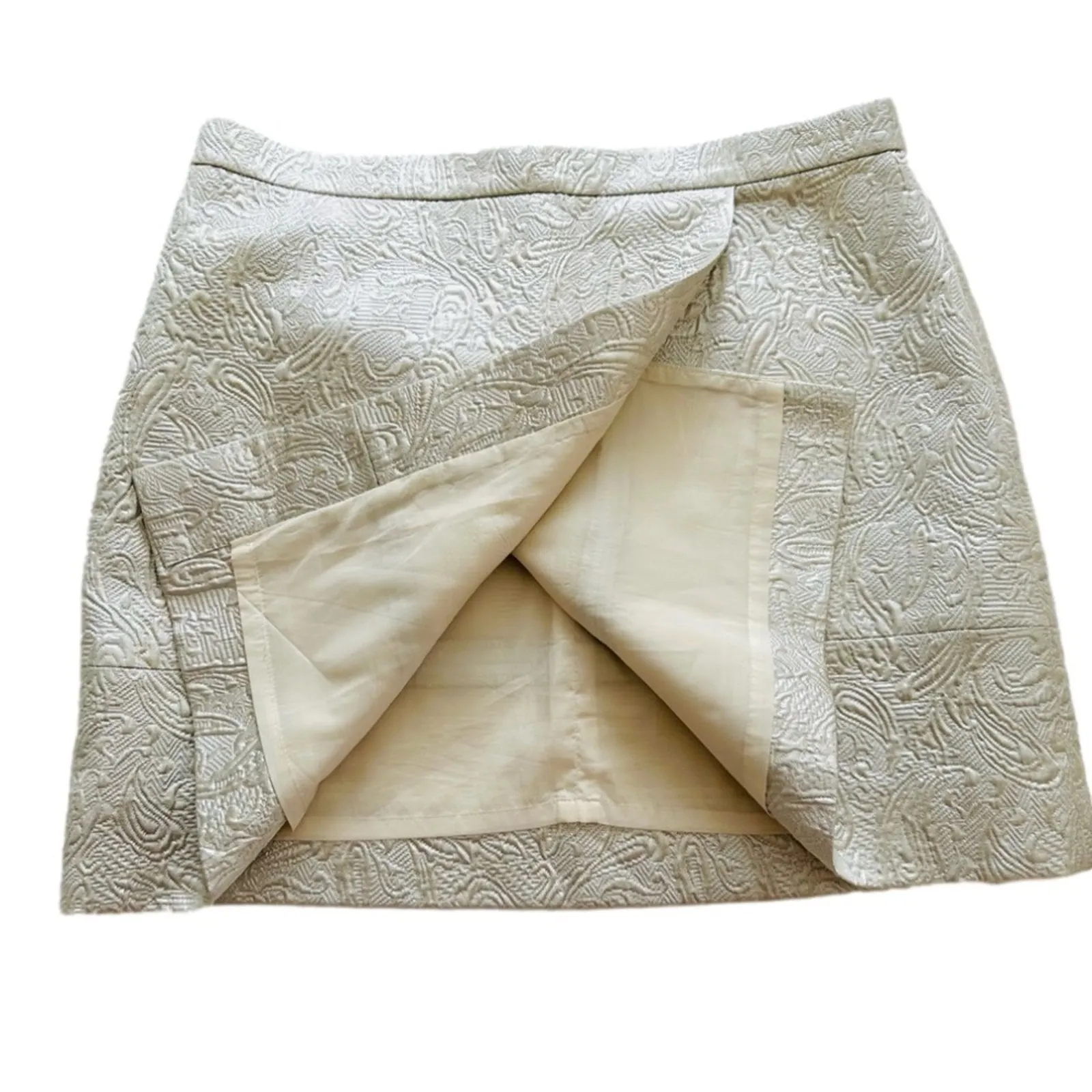 J. Crew Skirt Metallic Matelasse Origami Faux Wrap Mini Skirt Size 10 NEW - Image 12