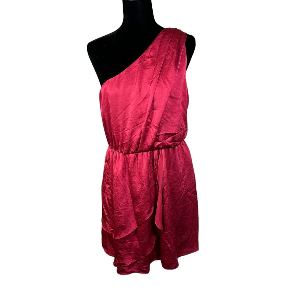BCBGeneration One-Shoulder Dress in Red Berry Size 10 NEW with Tags - Image 3