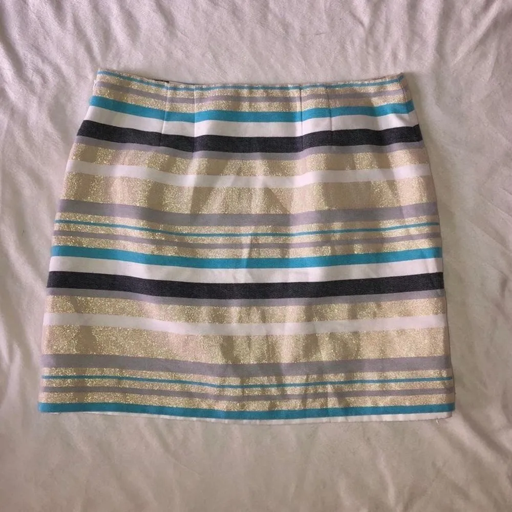 blue cream white gold striped Loft skirt size 6 - Image 6