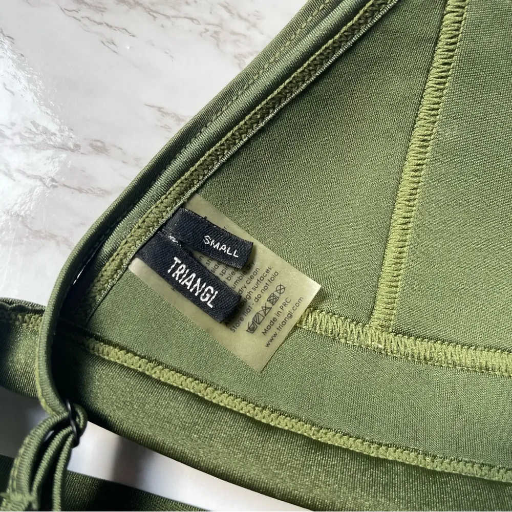 Triangl Army Green Crochet Triangle Swim Bikini Top Small - Image 4