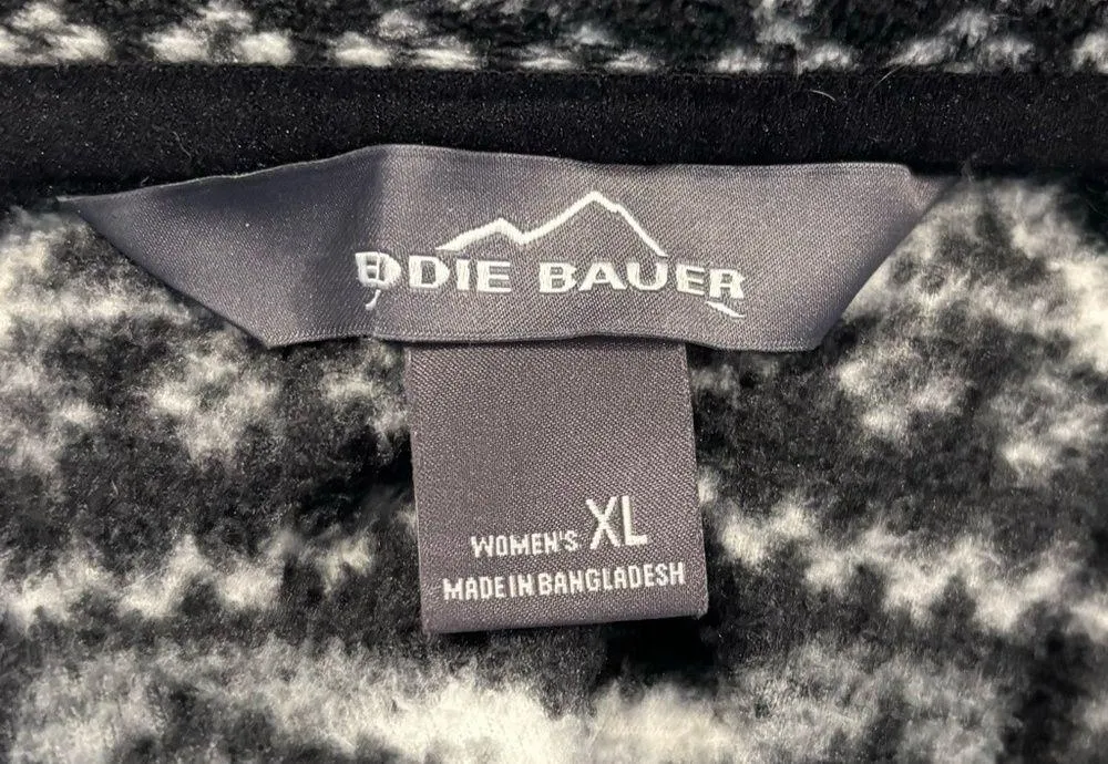 Women’s Eddie Bauer black white Aztec fleece sweatshirt - Image 7