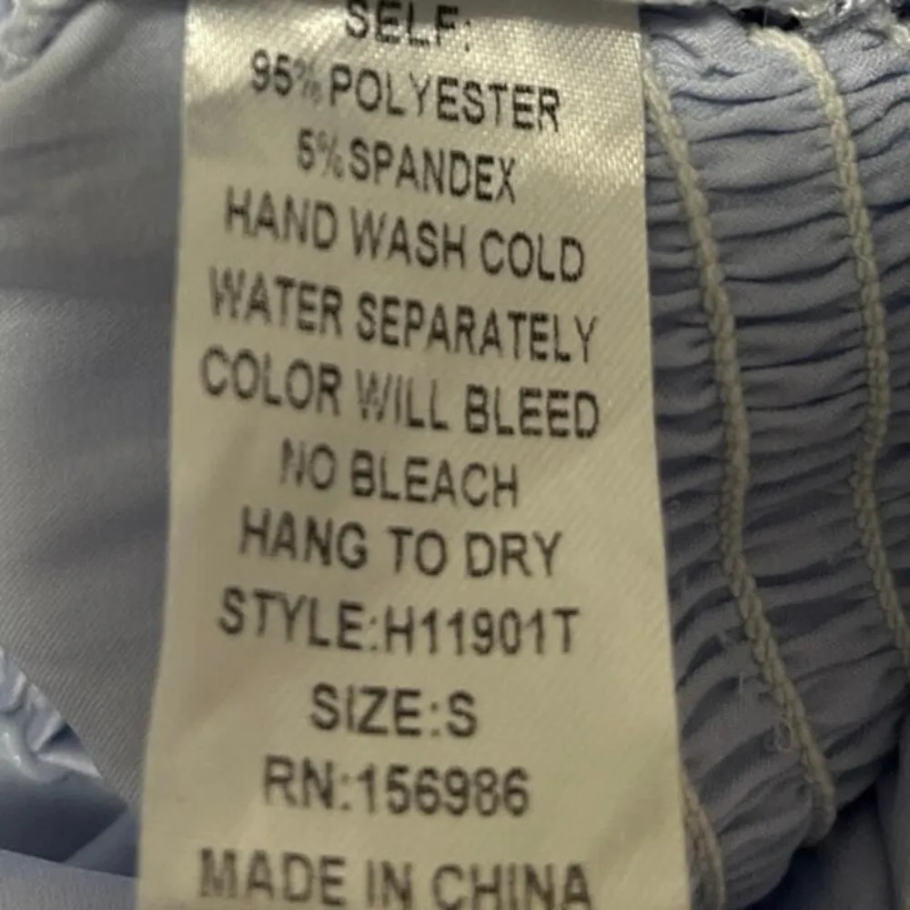 Idem Ditto Blue Silk Satin Sleeveless Smocked Ruched Cami Crop Top Size S - Image 6