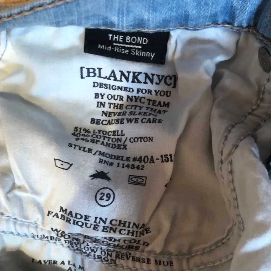 Blank NYC denim size 29 the bond mid rise skinny - Image 6