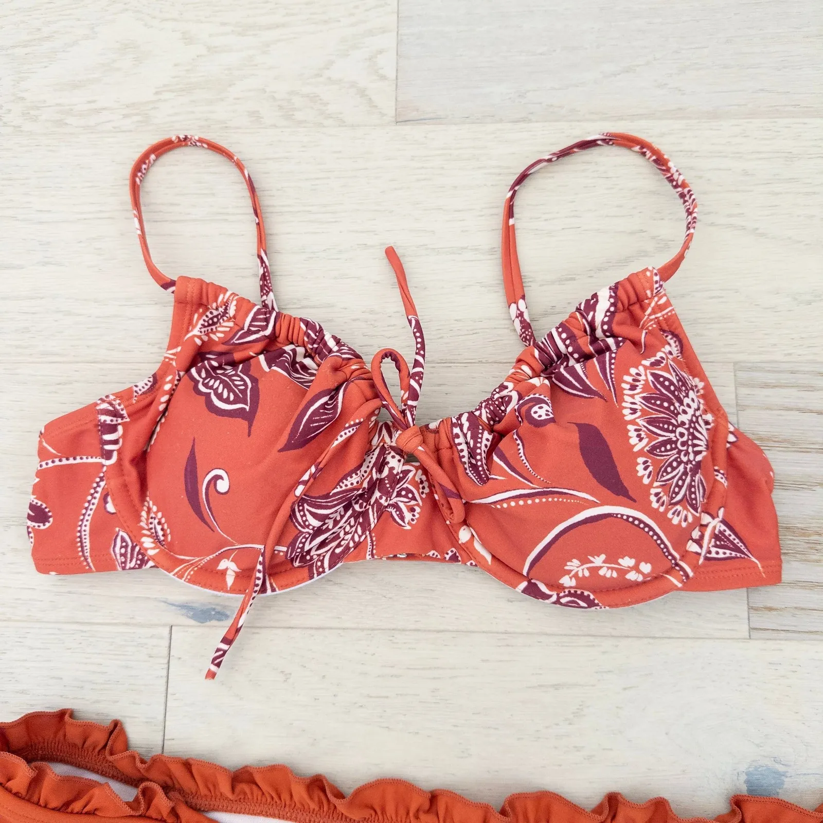 Womens Bikini Set Size M Red‎ Paisley Bandana Print Swim Coastal Cowgirl Beach Red Size M - Image 2