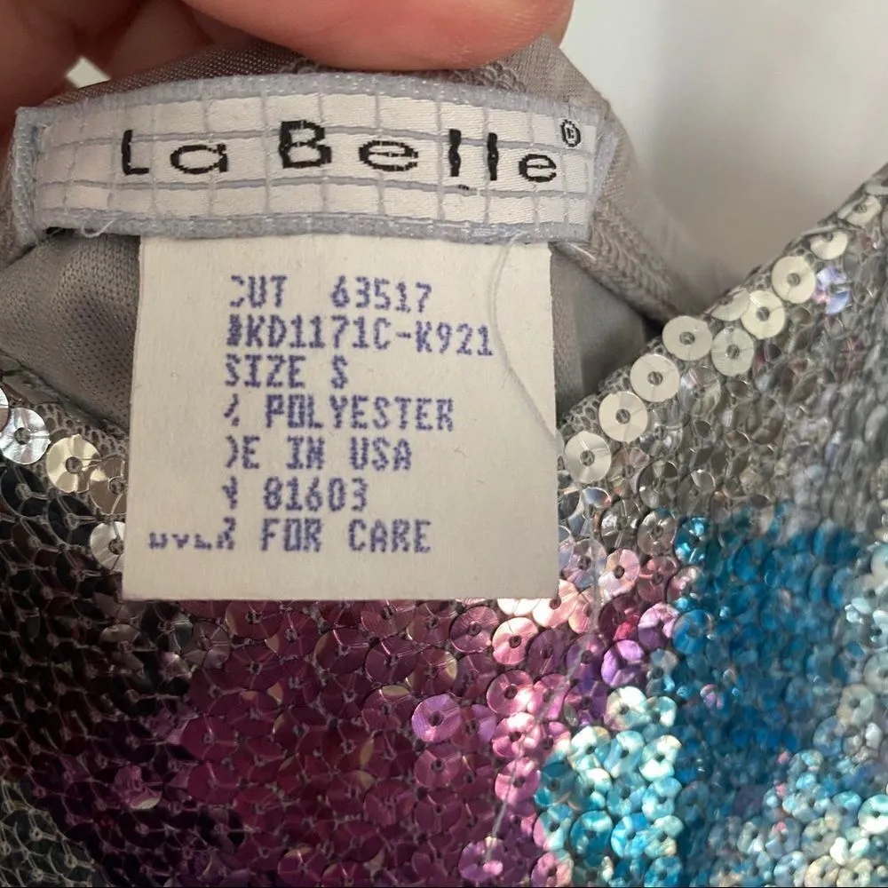 LA BELLE Womens Multicolored Silky Sequin Formal Gray - Image 3