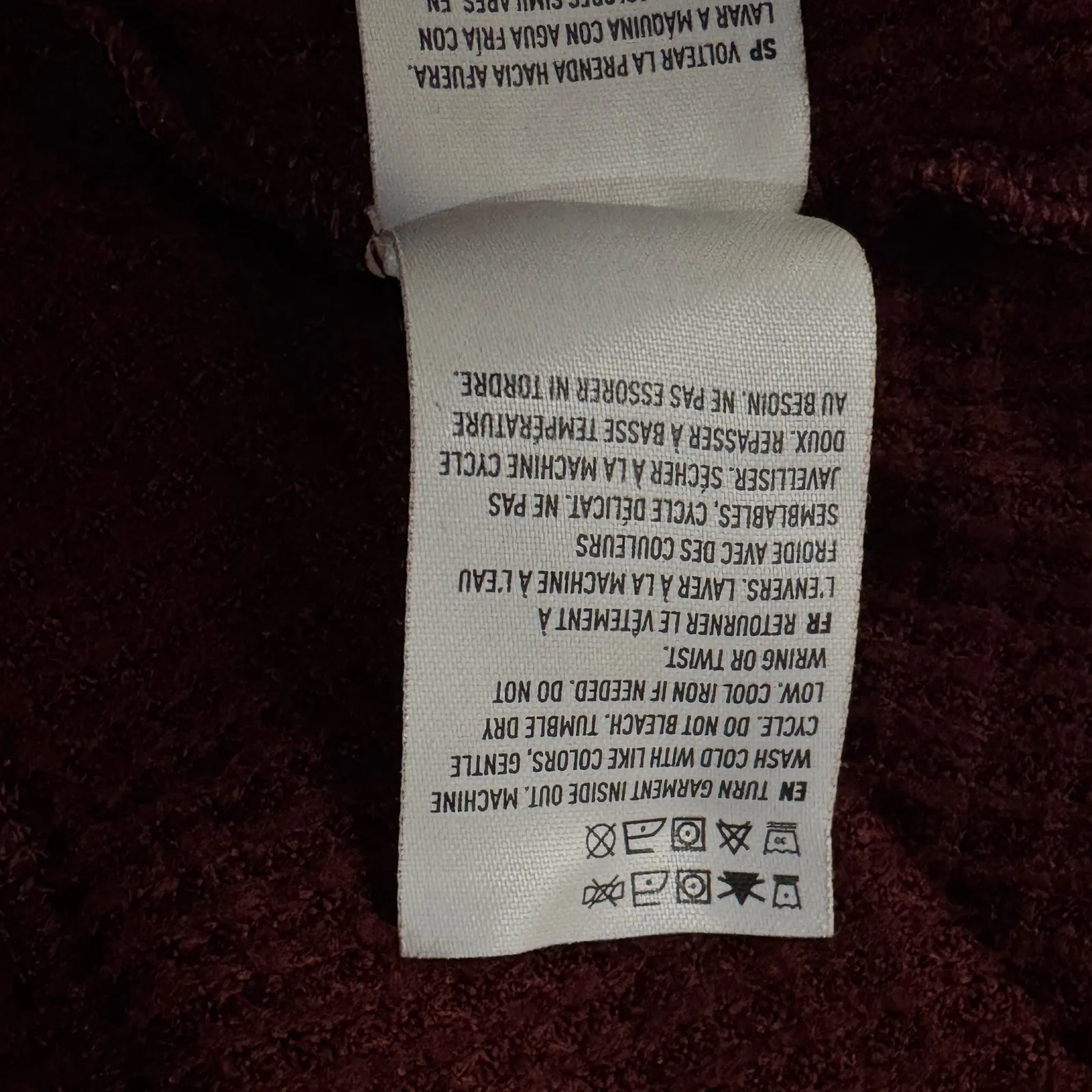 American Eagle Small Thermal Top Waffle Knit Long Sleeve Stretch V-Neck Burgundy - Image 9