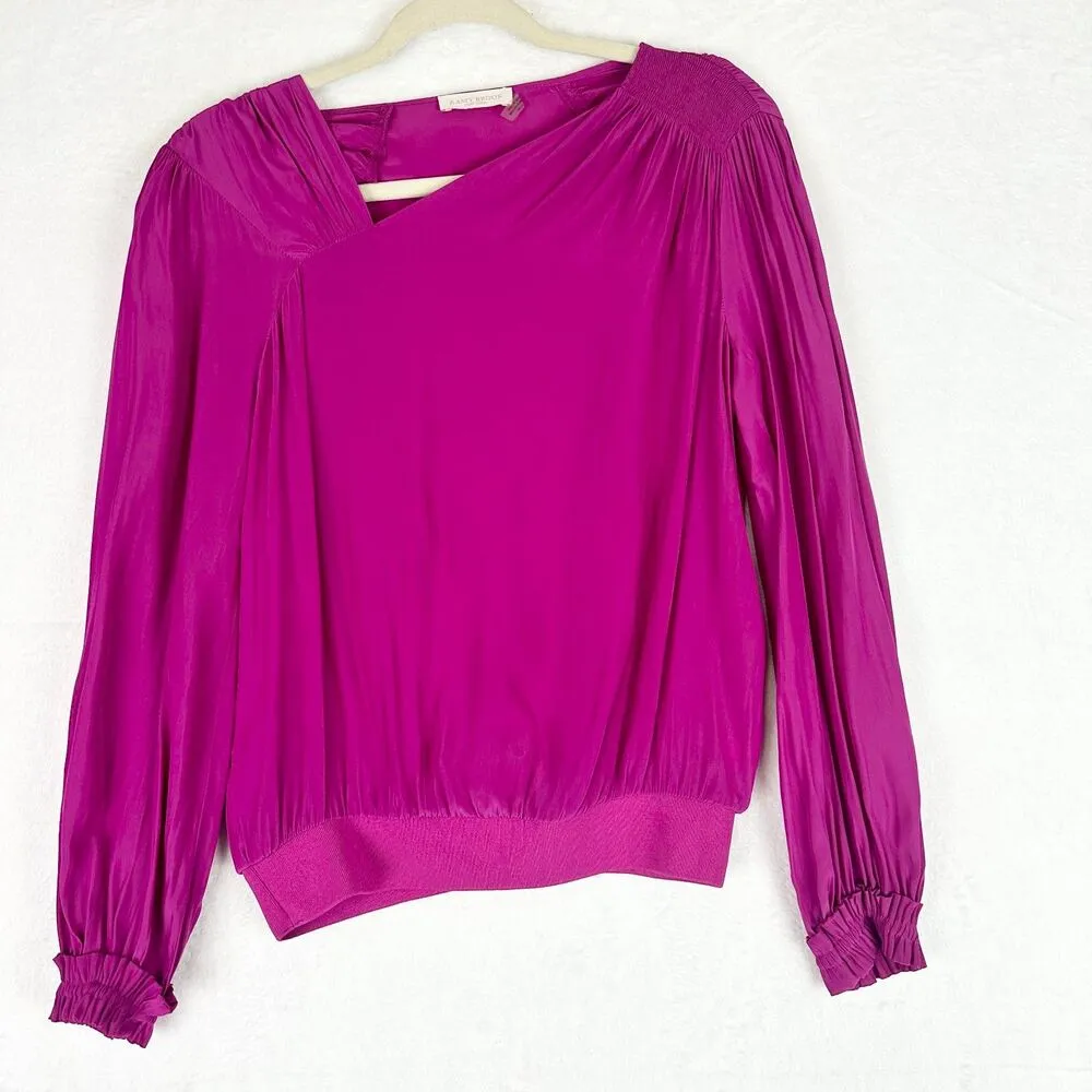 Vic Asymmetric Neckline Long Sleeve Top Size XS Magenta Pink - Image 2