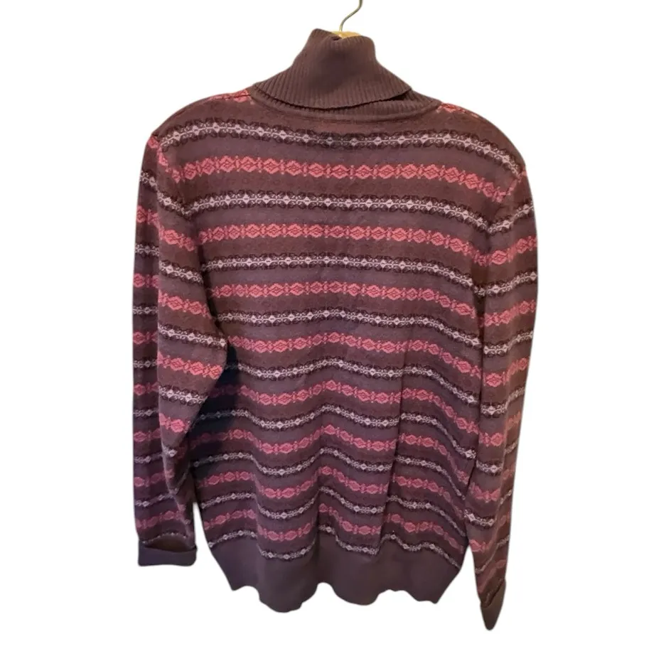 LL Bean Cotton Cashmere Blend Turtleneck Sweater Purple Size L - Image 4