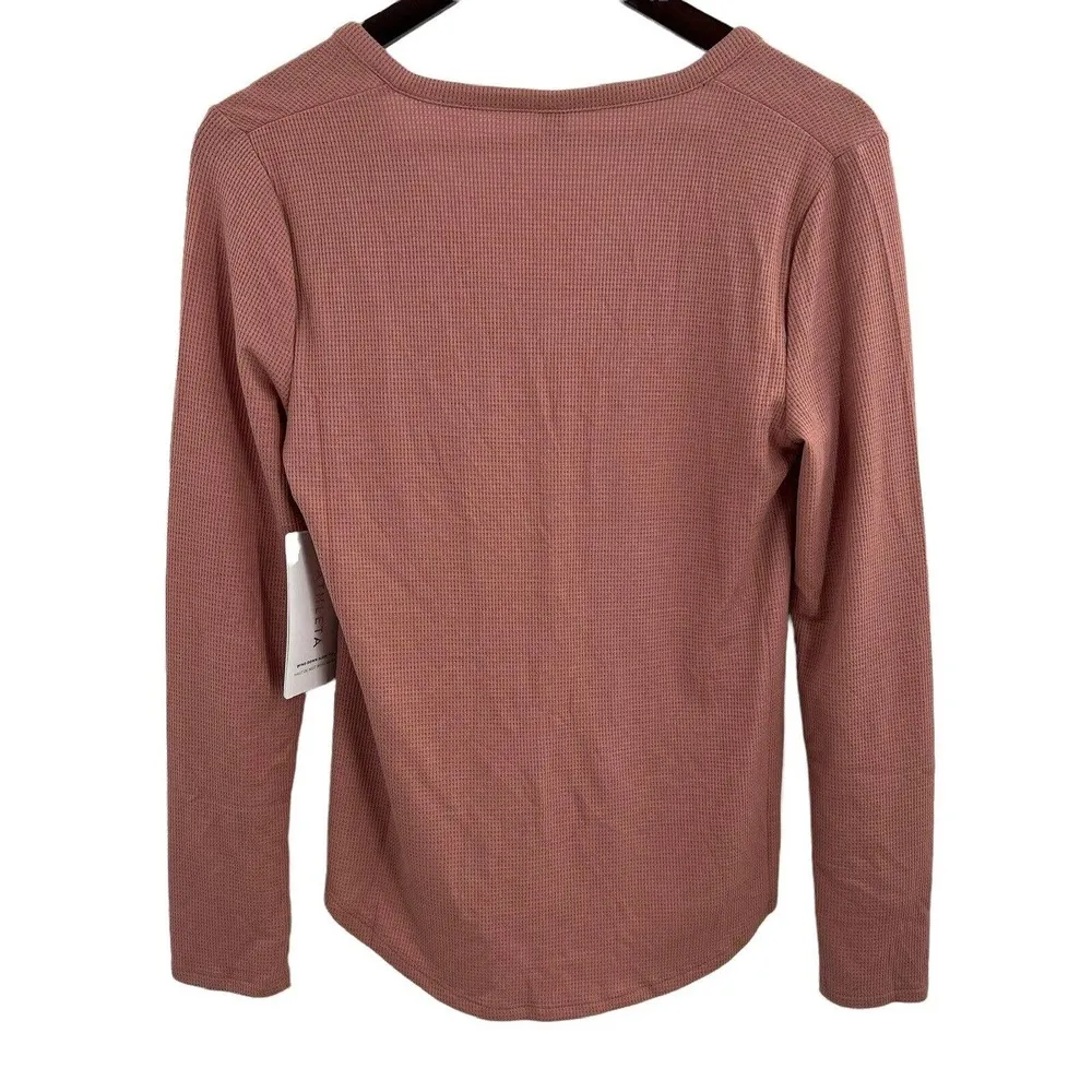 Athleta Wind Down Waffle Knit V Neck Sleep Top Palermo Pink Size XS New - Image 2