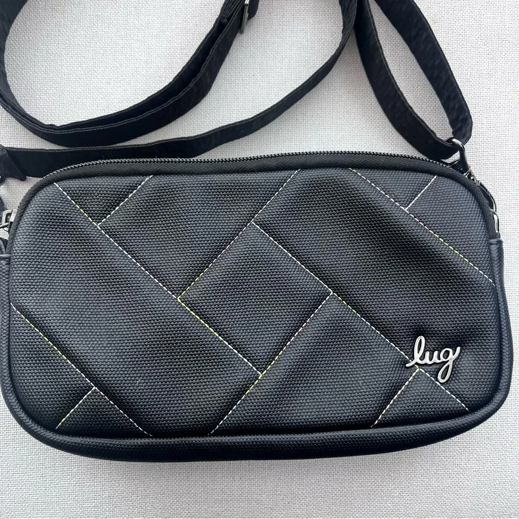 Lug XL Coupe Matte Luxe Purse with Rainbow Stitching Crossbody Bag Black - Image 2