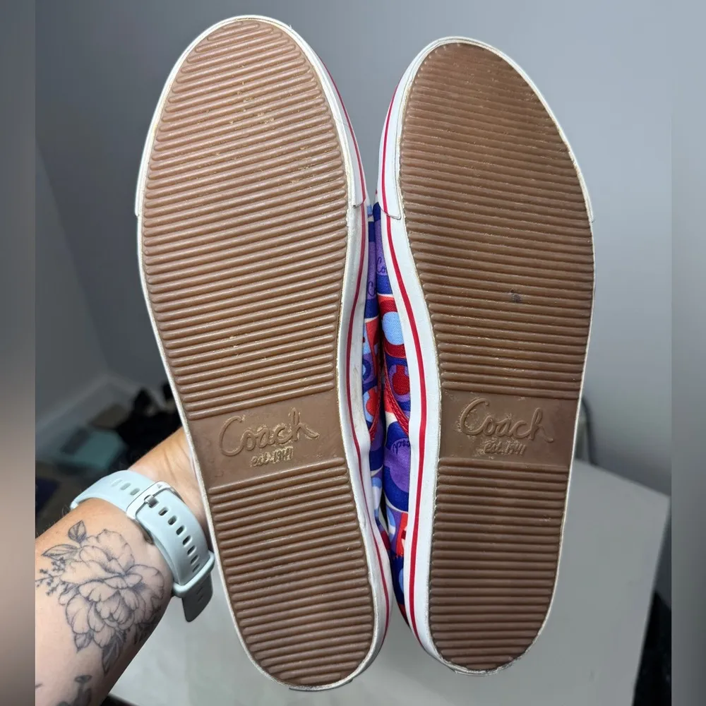 Coach Audrina Patchwork Satin Low Top Sneakers Sz 8.5 - Image 4