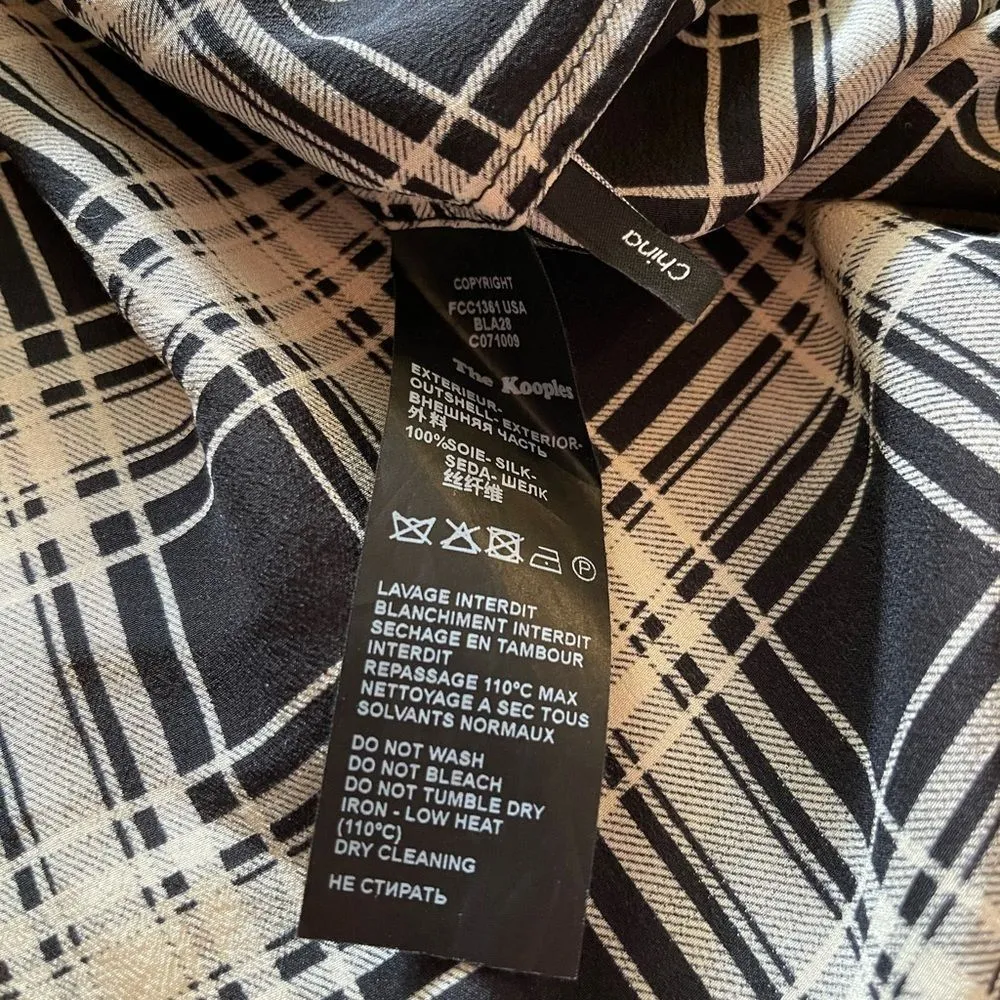 The Kooples Plaid Silk Button Down Blouse - Image 5