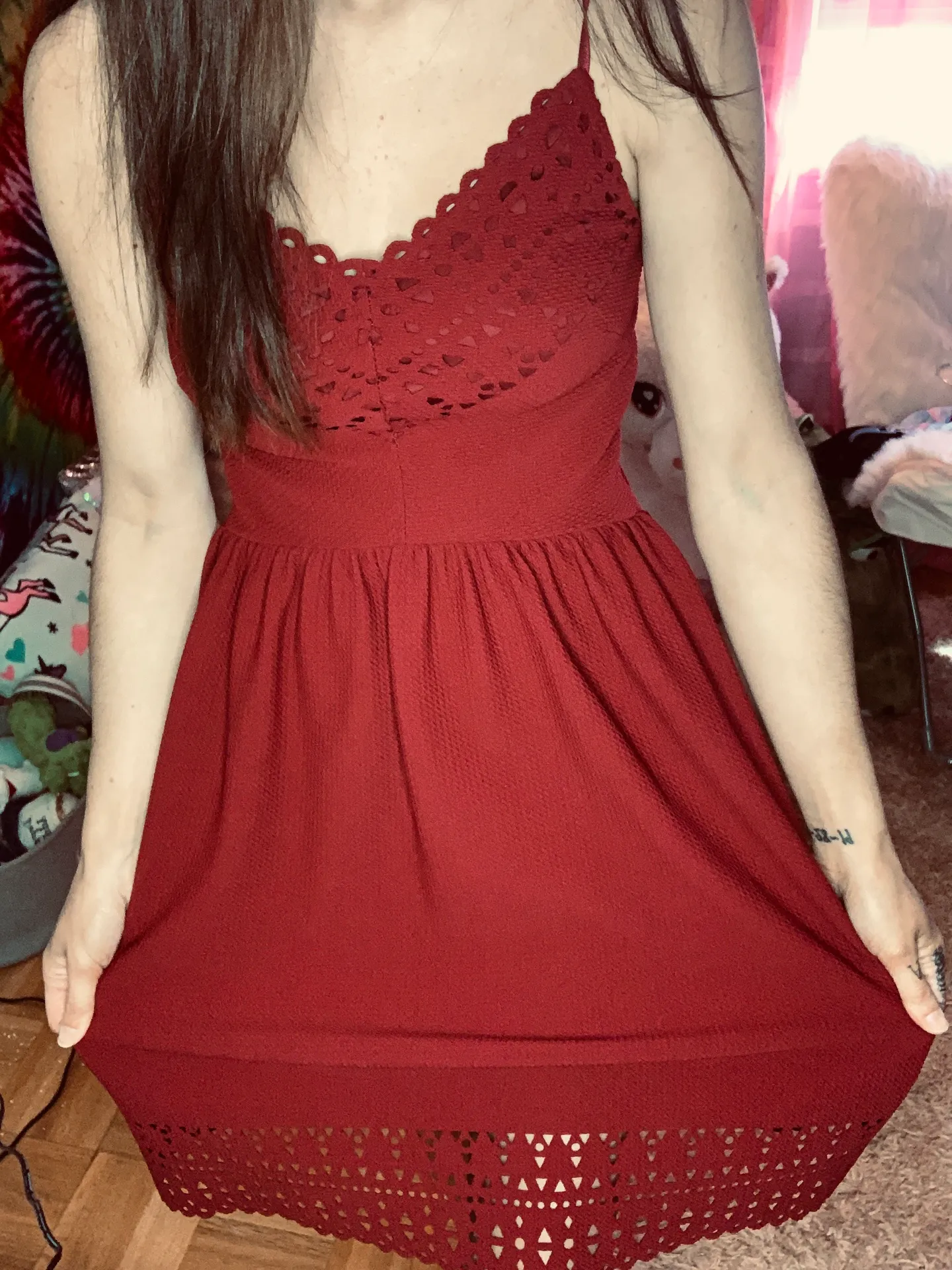 Kohls Red Lace Dress  - Image 4