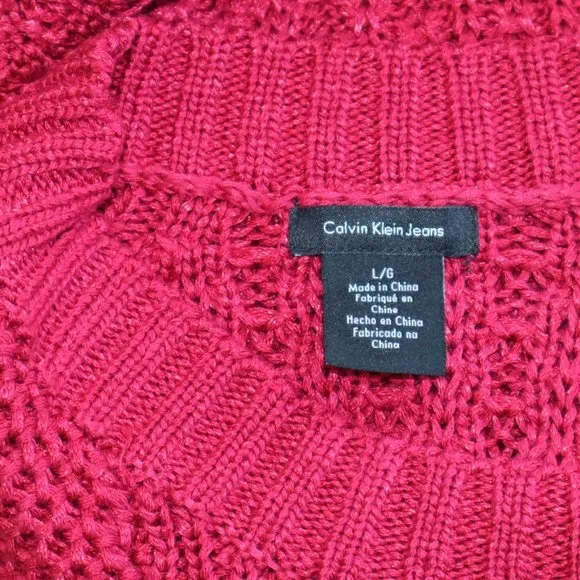 Calvin Klein Jeans Ladies' Crew Neck‎ Sweater in Persian Red sz L - Image 3