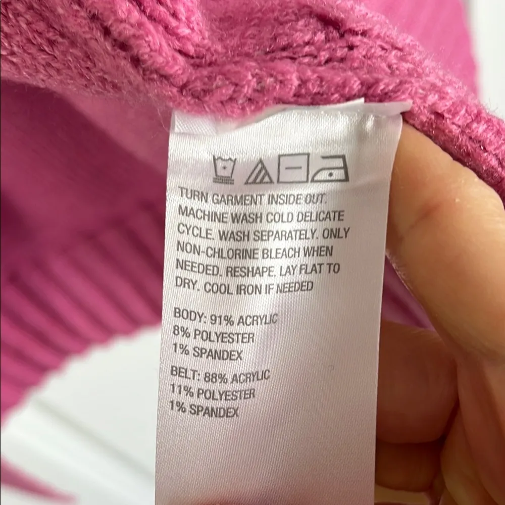 Pink Knit Cardigan with Belt Size XXS - Image 6