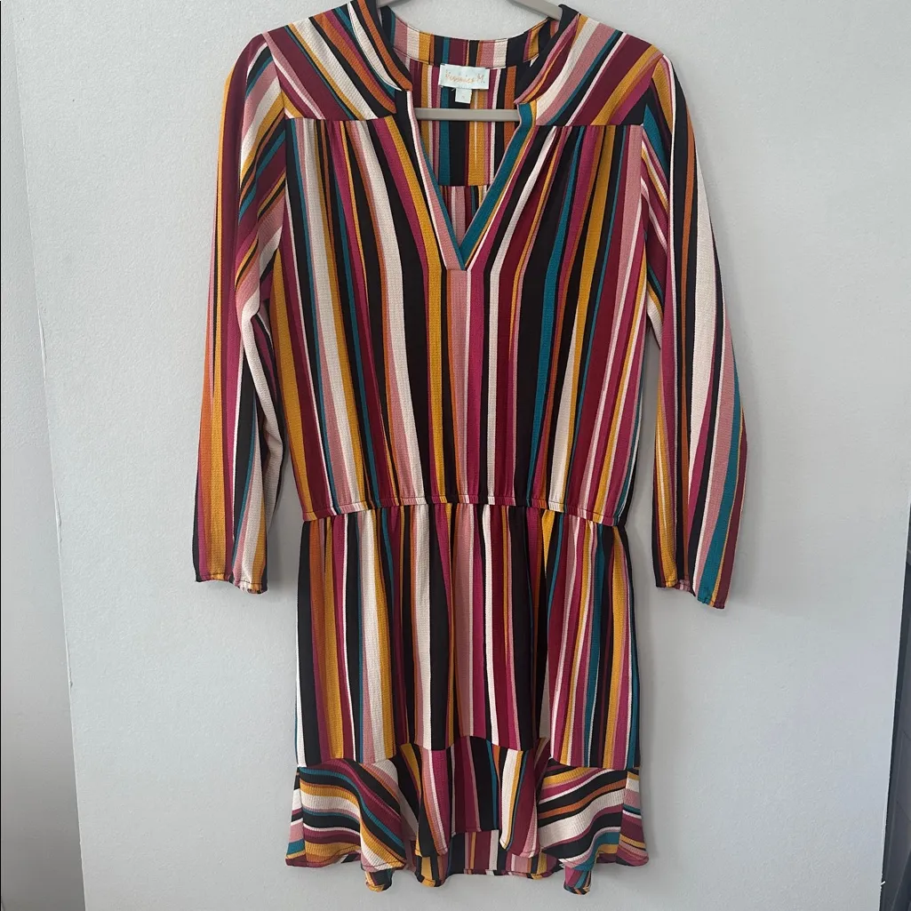 Veronica M Multicolor Striped Drop Waist Mini Dress - Image 2