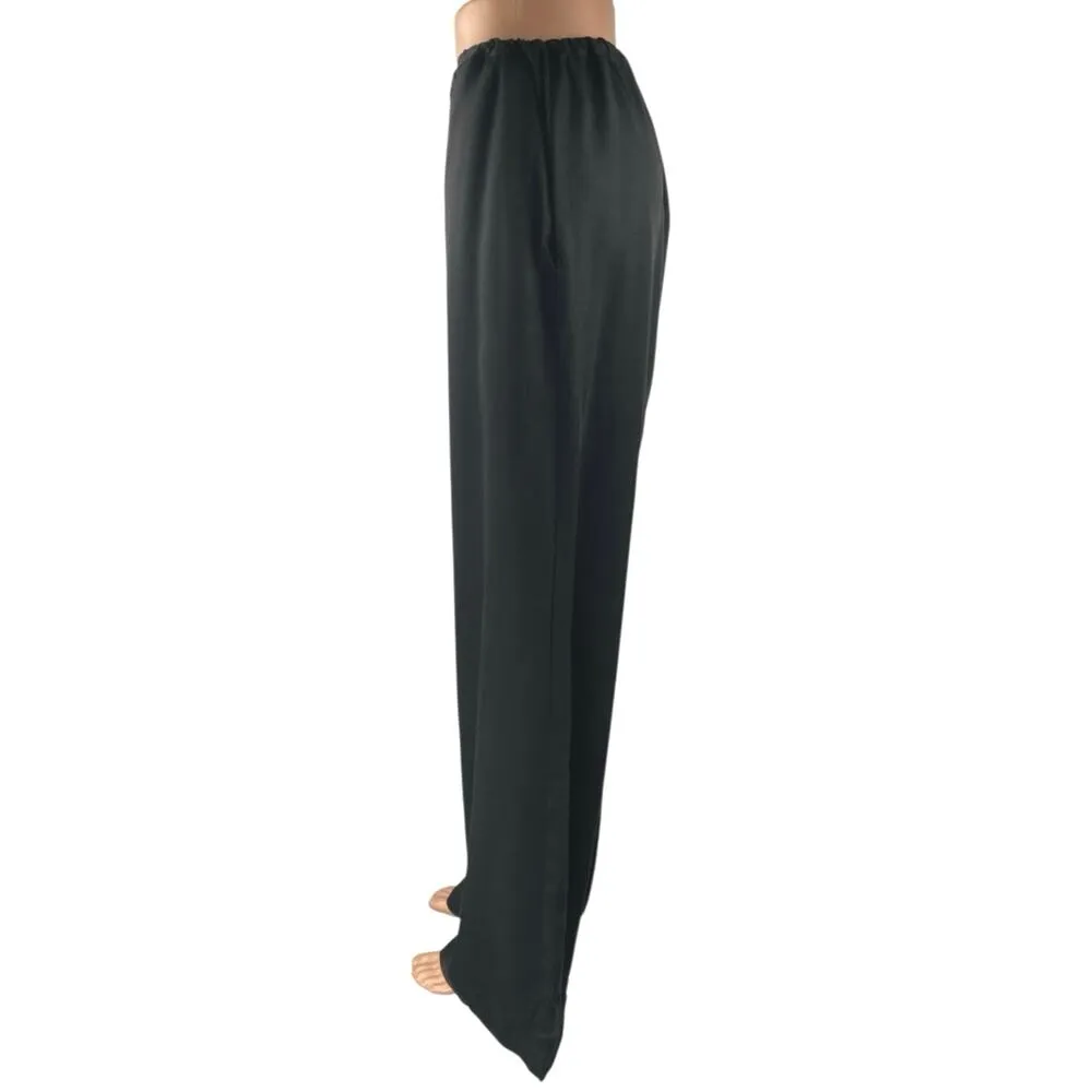 Reformation Women's Black Straight Wide Leg Elastic Waist Trousers Dress Pants L - Image 2