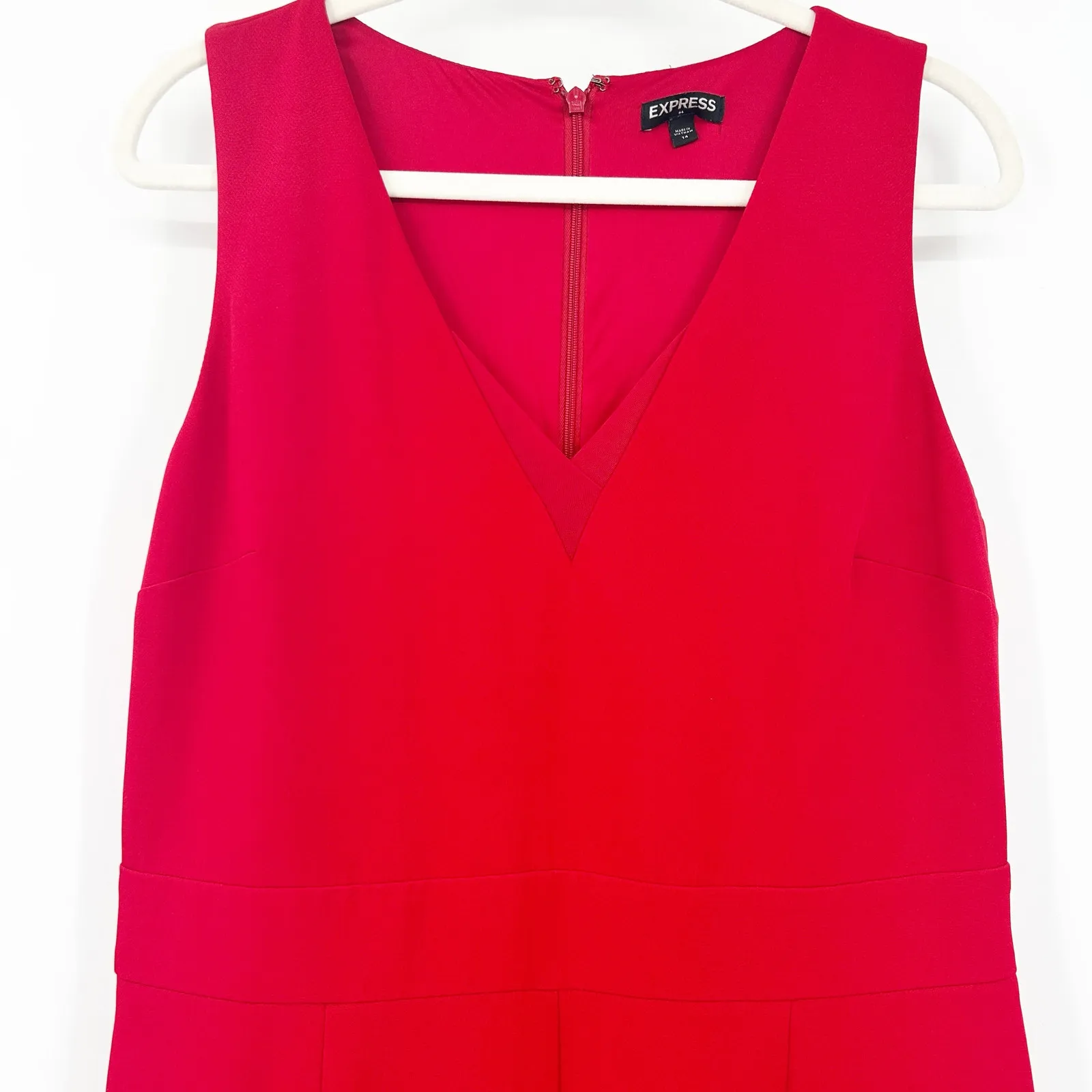 Express Womens Going Out Ponte Knit V-Neck Sleeveless Wide‎ Leg Jumpsuit Size 14 - Image 2