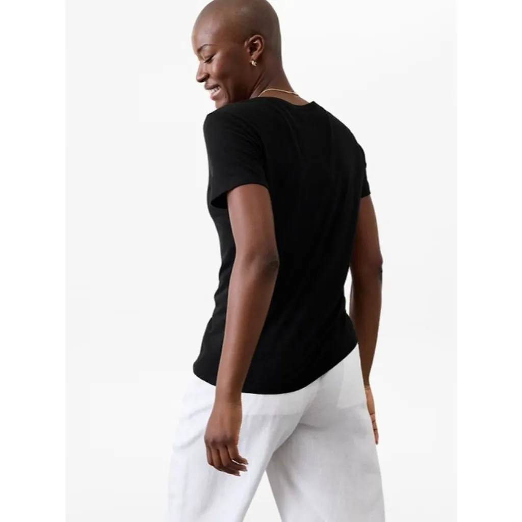 Getaway S Linen Blend V-Neck Tee Black Small - Image 5