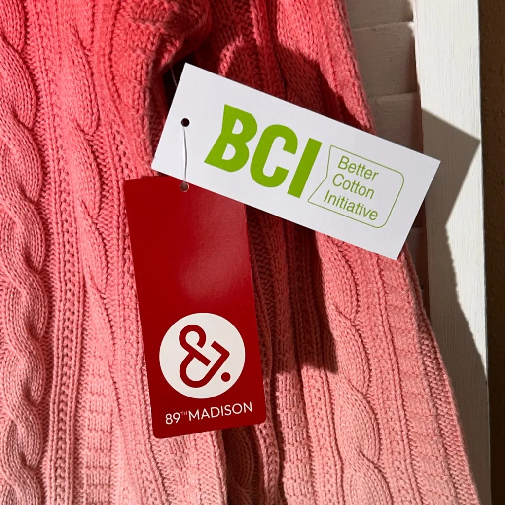 89th And Madison NWT Womens size Large Coral Bisque Dip Dye Ombre sweatshirt Pink - Image 5