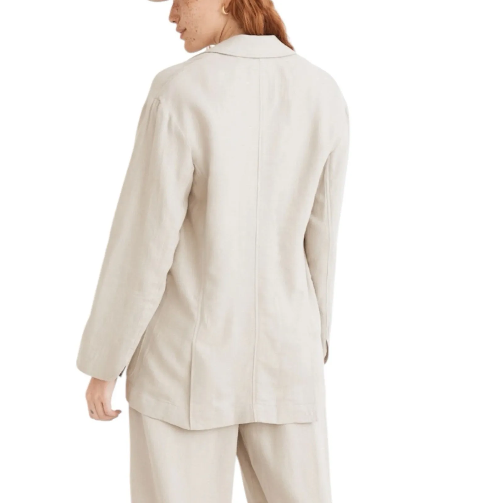 Madewell Breezewoven Larson Linen Blazer Womens Size Small Ashen Sage - Image 3