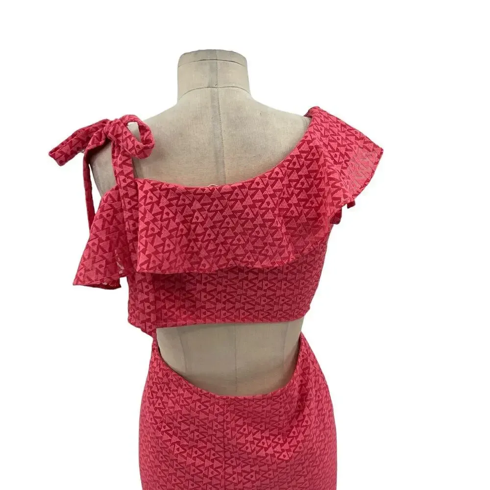 Tularosa x Revolve Belle Jumpsuit in Coral Pink One Shoulder Wide‎ Leg Medium - Image 12