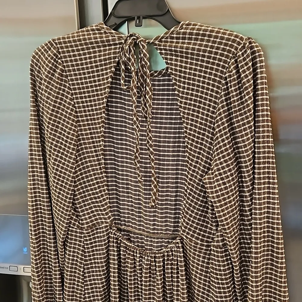 💕SANCTUARY💕 Going West Open Back Gingham Midi Dress ~ Chocolate Gingham S NWOT - Image 12